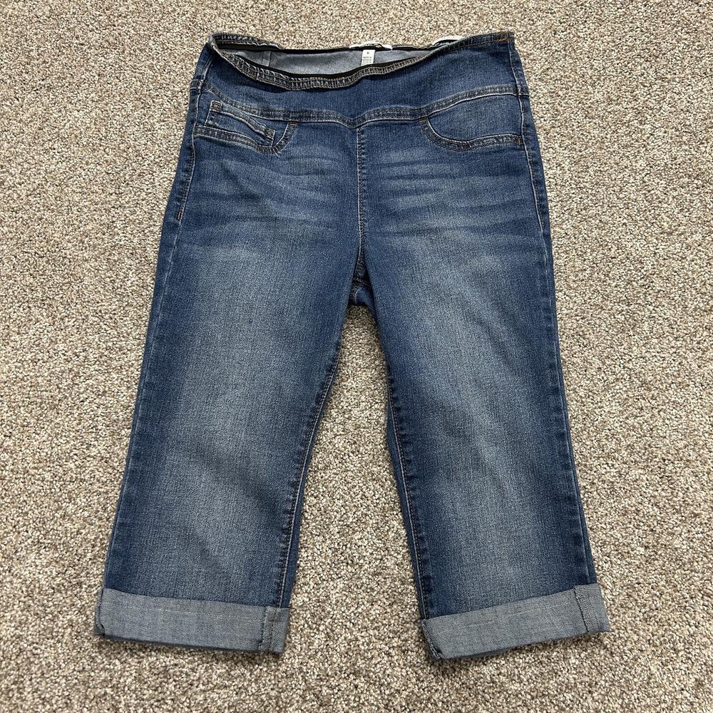 Sofia Jeans Melisa Flare Jeans Womens 6 Med Wash Blue Cuffed Crop Denim Pants